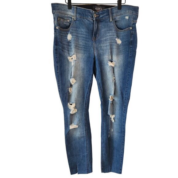 torrid Denim - Torrid Bombshell Skinny Jeans Stretch Denim Distressed Medium Wash 16